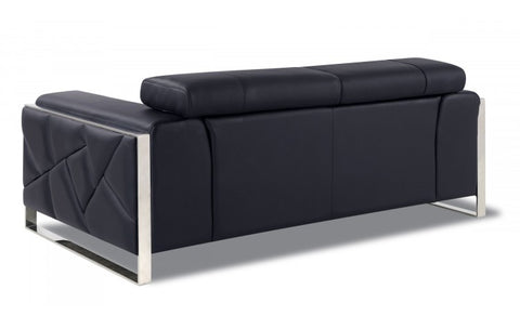 903 DivanItalia Black Sofa and Loveseat Set – Top Grain Italian LeatherModel:  903-BLACK-2PC