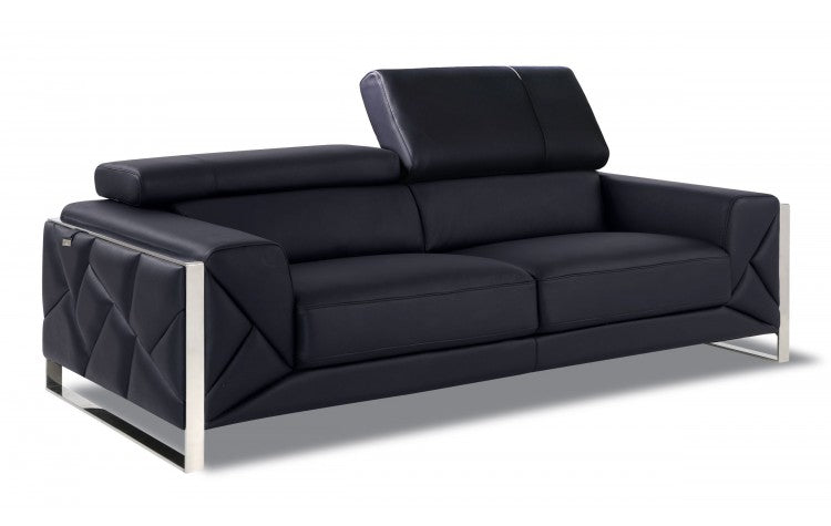 903 DivanItalia Black Sofa – Top Grain Italian LeatherModel:  903-BLACK-S