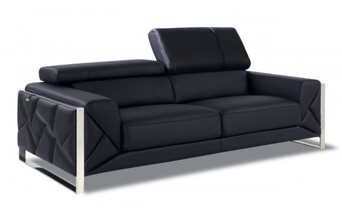 903 DivanItalia Black Sofa – Top Grain Italian LeatherModel:  903-BLACK-S