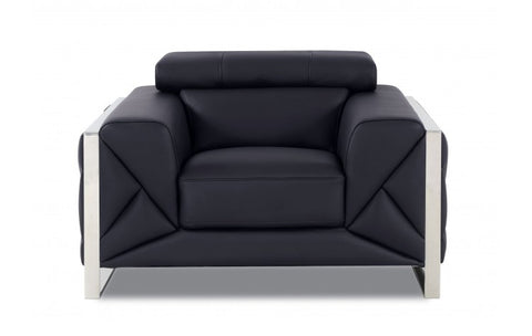 903 DivanItalia Black Chair – Top Grain Italian LeatherModel:  903-BLACK-CH
