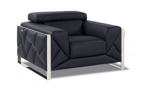 903 DivanItalia Black Chair – Top Grain Italian LeatherModel:  903-BLACK-CH