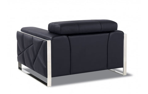903 DivanItalia Black Chair – Top Grain Italian LeatherModel:  903-BLACK-CH