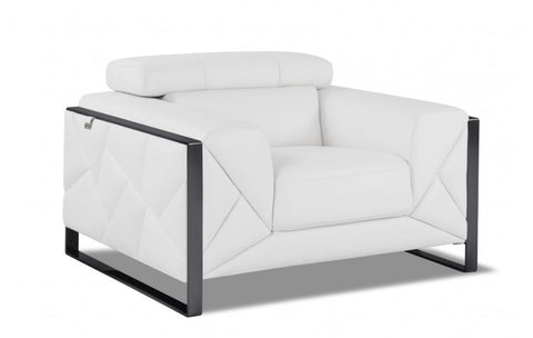 903 DivanItalia White Chair – Top Grain Italian LeatherModel:  903-WHITE-CH