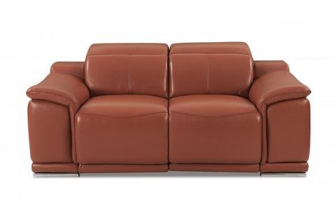 9762 DivanItalia Camel Power Reclining Sofa and Loveseat Set – Top Grain Italian LeatherModel:  9762-CAMEL-2PC