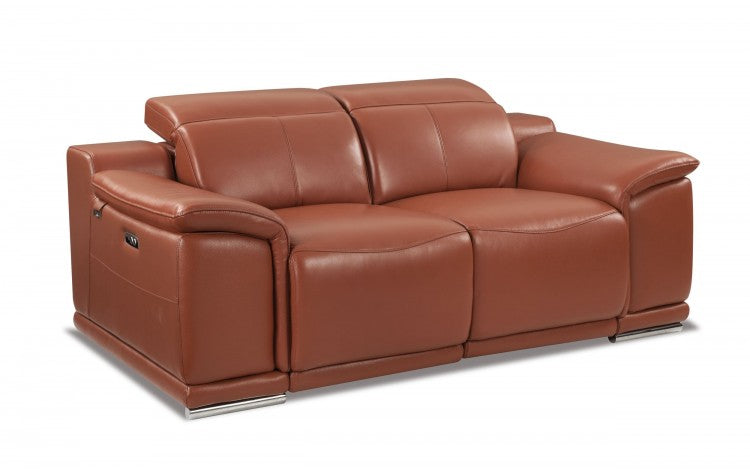 9762 DivanItalia Camel Power Reclining Loveseat – Top Grain Italian LeatherModel:  9762-CAMEL-L