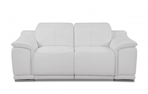 9762 DivanItalia White Power Reclining Sofa and Loveseat Set – Top Grain Italian LeatherModel:  9762-WHITE-2PC