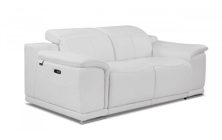 9762 DivanItalia White Power Reclining Loveseat – Top Grain Italian LeatherModel:  9762-WHITE-L