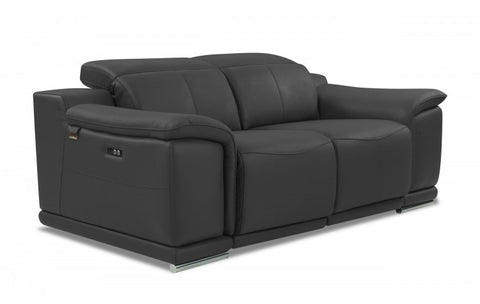 9762 DivanItalia Dark Gray Power Reclining Loveseat – Top Grain Italian LeatherModel:  9762-DARK_GRAY-L