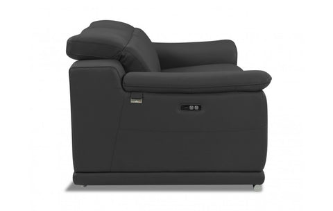 9762 DivanItalia Dark Gray Power Reclining Loveseat – Top Grain Italian LeatherModel:  9762-DARK_GRAY-L