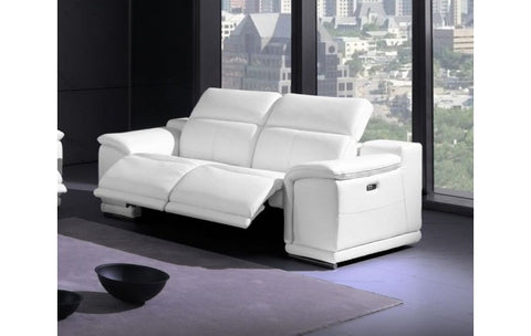9762 DivanItalia White Power Reclining Loveseat – Top Grain Italian LeatherModel:  9762-WHITE-L