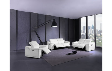 9762 DivanItalia White Power Reclining Sofa – Top Grain Italian LeatherModel:  9762-WHITE-S