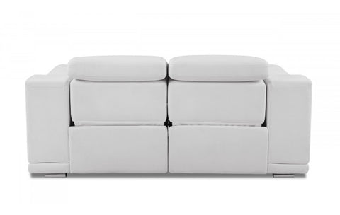 9762 DivanItalia White Power Reclining Sofa and Loveseat Set – Top Grain Italian LeatherModel:  9762-WHITE-2PC