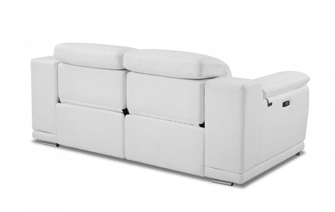 9762 DivanItalia White Power Reclining Sofa and Loveseat Set – Top Grain Italian LeatherModel:  9762-WHITE-2PC