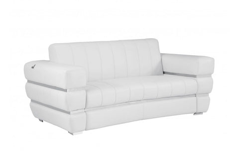 904 DivanItalia White Sofa and Loveseat Set – Top Grain Italian LeatherModel:  904-WHITE-2PC