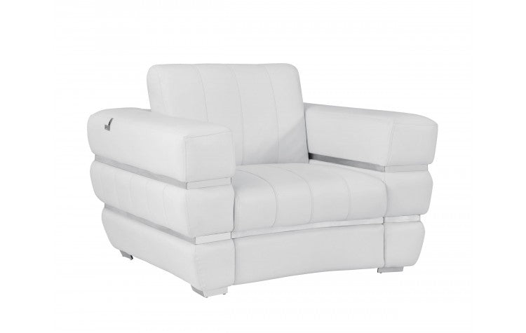 904 DivanItalia White Chair – Top Grain Italian LeatherModel:  904-WHITE-CH