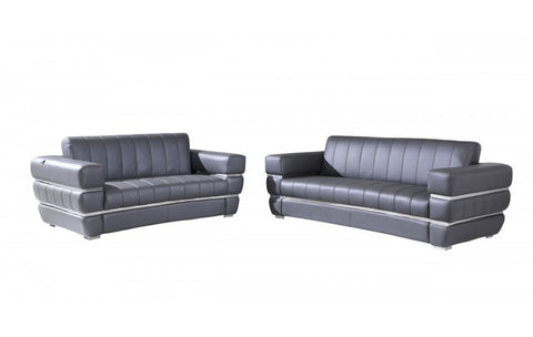 904 DivanItalia Dark Gray Sofa and Loveseat Set – Top Grain Italian LeatherModel:  904-DK_GRAY-2PC