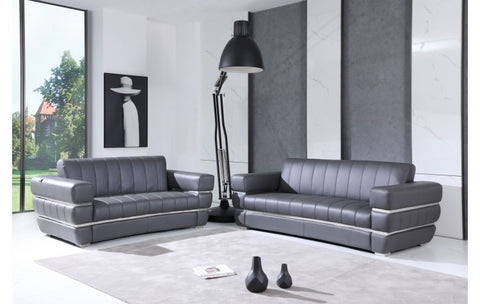904 DivanItalia Dark Gray Sofa and Loveseat Set – Top Grain Italian LeatherModel:  904-DK_GRAY-2PC