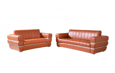 904 DivanItalia Camel Sofa and Loveseat Set – Top Grain Italian LeatherModel:  904-CAMEL-2PC