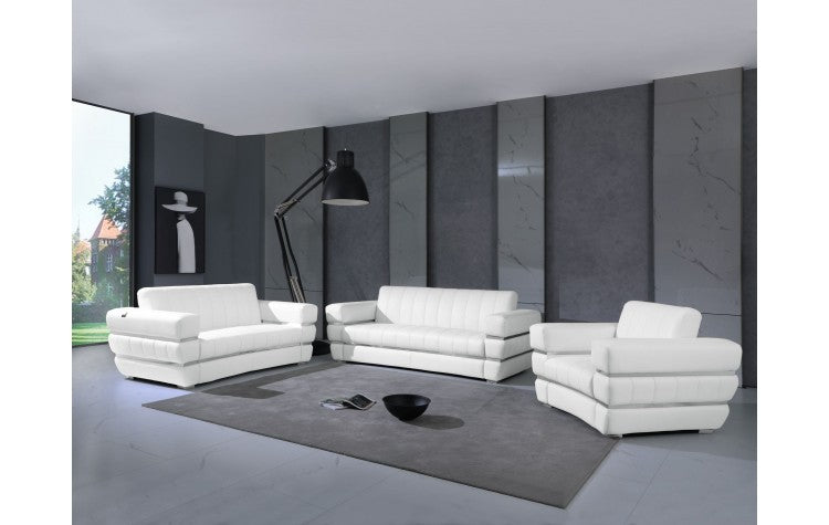904 DivanItalia White Sofa Set – Top Grain Italian LeatherModel:  904-WHITE