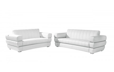 904 DivanItalia White Sofa and Loveseat Set – Top Grain Italian LeatherModel:  904-WHITE-2PC