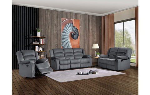 9824 Gray Microfiber Fabric Reclining Sofa SetModel:  9824-GRAY