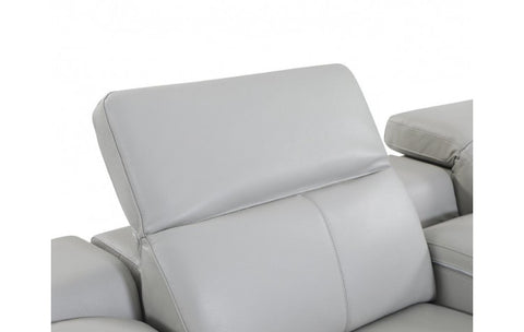 9762 DivanItalia Light Gray 5-Piece Sectional with 3 Power Recliners and 1 Console – Top Grain Italian LeatherModel:  9762-LT_GRAY-3PWR-5PC