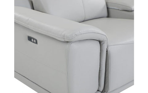9762 DivanItalia Light Gray 5-Piece Sectional with 3 Power Recliners and 1 Console – Top Grain Italian LeatherModel:  9762-LT_GRAY-3PWR-5PC