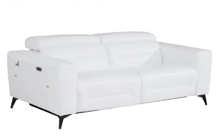 989 DivanItalia White Top Grain Italian Leather Sofa with Power ReclinersModel:  989-WHITE-S