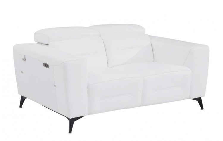 989 DivanItalia White Top Grain Italian Leather Loveseat with Power ReclinersModel:  989-WHITE-L