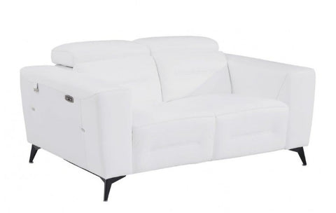 989 DivanItalia White Top Grain Italian Leather Loveseat with Power ReclinersModel:  989-WHITE-L