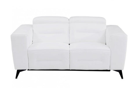 989 DivanItalia White Top Grain Italian Leather Loveseat with Power ReclinersModel:  989-WHITE-L