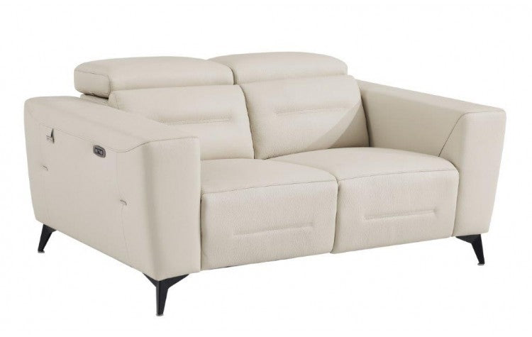 989 DivanItalia Beige Top Grain Italian Leather Loveseat with Power ReclinersModel:  989-BEIGE-L