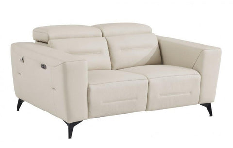 989 DivanItalia Beige Top Grain Italian Leather Loveseat with Power ReclinersModel:  989-BEIGE-L