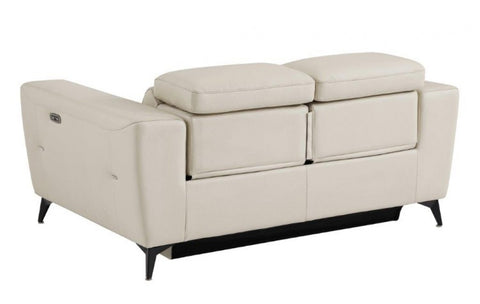 989 DivanItalia Beige Top Grain Italian Leather Loveseat with Power ReclinersModel:  989-BEIGE-L