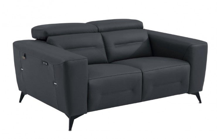 989 DivanItalia Dark Gray Top Grain Italian Leather Loveseat with Power ReclinersModel:  989-DK-GRAY-L