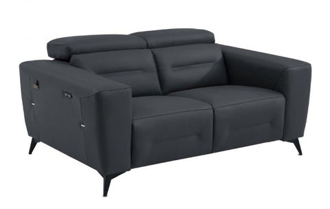 989 DivanItalia Dark Gray Top Grain Italian Leather Loveseat with Power ReclinersModel:  989-DK-GRAY-L