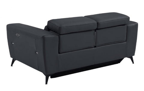 989 DivanItalia Dark Gray Top Grain Italian Leather Loveseat with Power ReclinersModel:  989-DK-GRAY-L