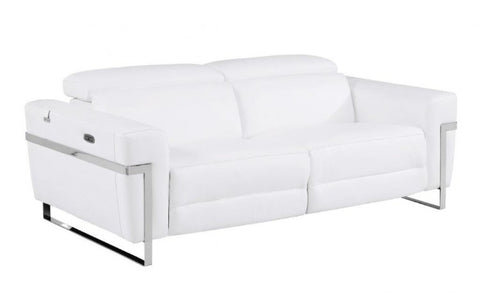 990 DivanItalia White Top Grain Italian Leather Sofa with Power ReclinersModel:  990-WHITE-S