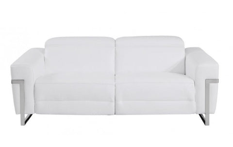 990 DivanItalia White Top Grain Italian Leather Sofa with Power ReclinersModel:  990-WHITE-S