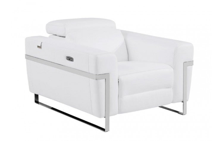 990 DivanItalia White Top Grain Italian Leather Power Reclining ChairModel:  990-WHITE-CH