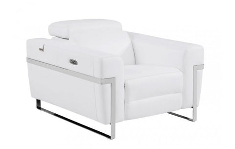 990 DivanItalia White Top Grain Italian Leather Power Reclining ChairModel:  990-WHITE-CH