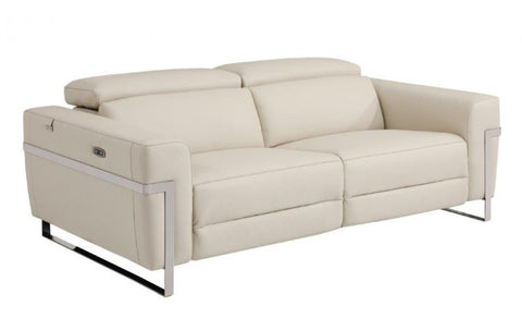 990 DivanItalia Beige Top Grain Italian Leather Sofa with Power ReclinersModel:  990-BEIGE-S