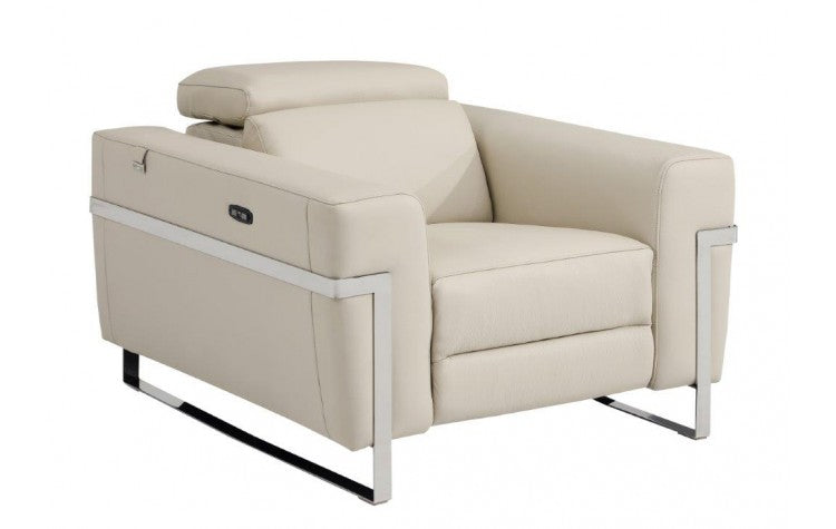 990 DivanItalia Beige Top Grain Italian Leather Power Reclining ChairModel:  990-BEIGE-CH