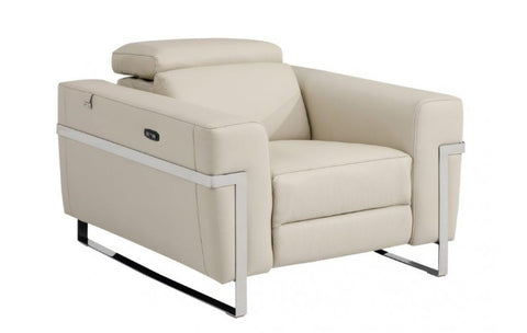 990 DivanItalia Beige Top Grain Italian Leather Power Reclining ChairModel:  990-BEIGE-CH