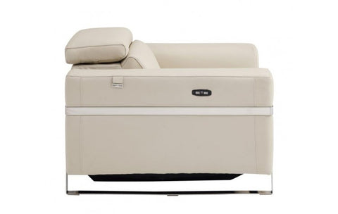 990 DivanItalia Beige Top Grain Italian Leather Sofa with Power ReclinersModel:  990-BEIGE-S