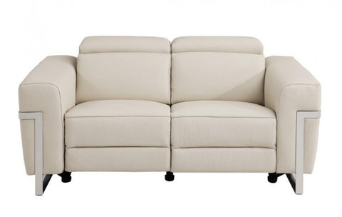 990 DivanItalia Beige Top Grain Italian Leather Loveseat with Power ReclinersModel:  990-BEIGE-L