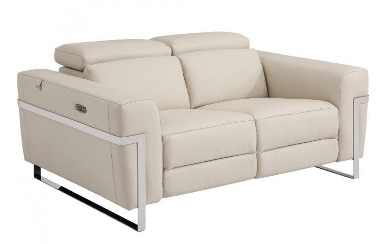 990 DivanItalia Beige Top Grain Italian Leather Loveseat with Power ReclinersModel:  990-BEIGE-L