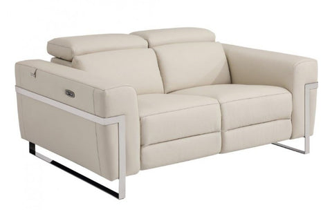 990 DivanItalia Beige Top Grain Italian Leather Loveseat with Power ReclinersModel:  990-BEIGE-L