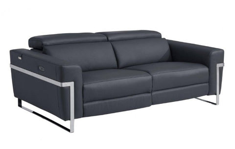 990 DivanItalia Dark Gray Top Grain Italian Leather Sofa with Power ReclinersModel:  990-DK-GRAY-S