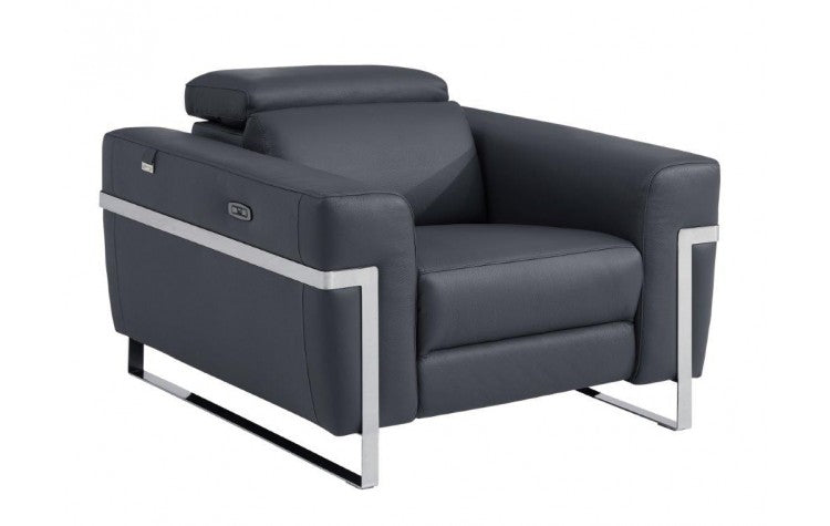 990 DivanItalia Dark Gray Top Grain Italian Leather Power Reclining ChairModel:  990-DK-GRAY-CH